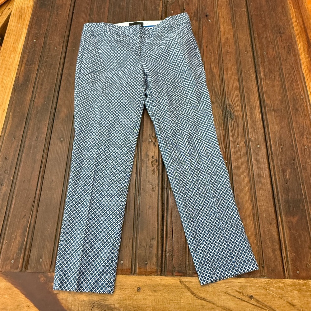 Cynthia Rowley Blue White Geometric Tile Print Slim Ankle Pants Size 6
